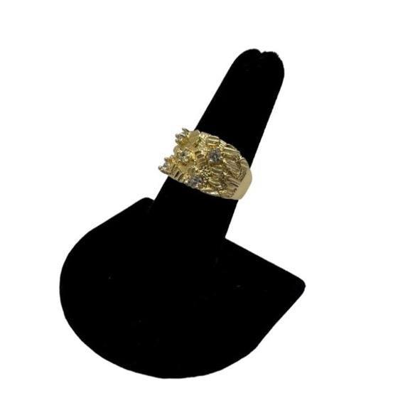 Gold Nugget CZ Stone Ring