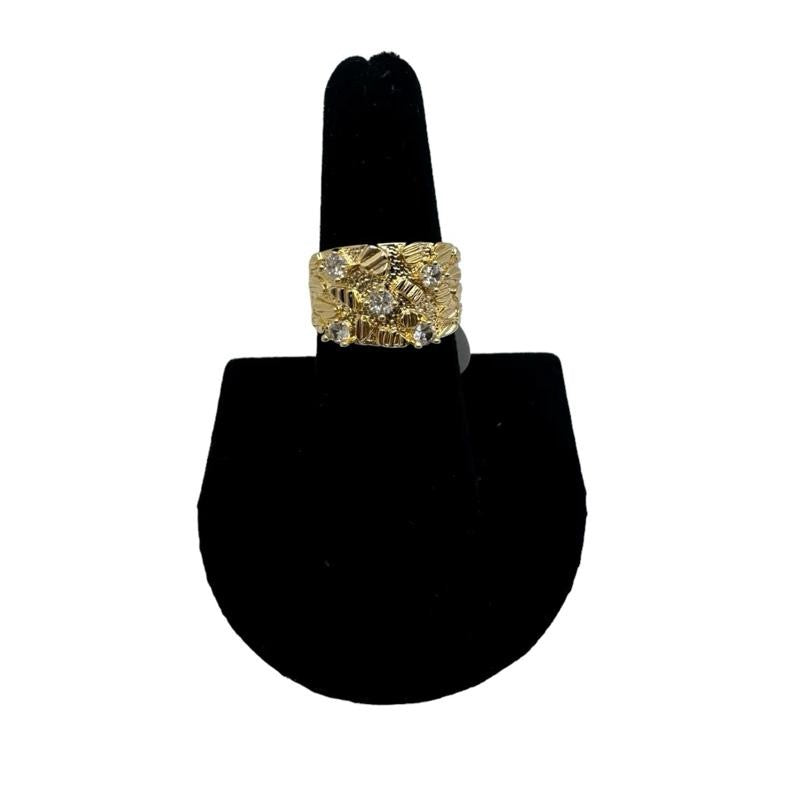 Gold Nugget CZ Stone Ring