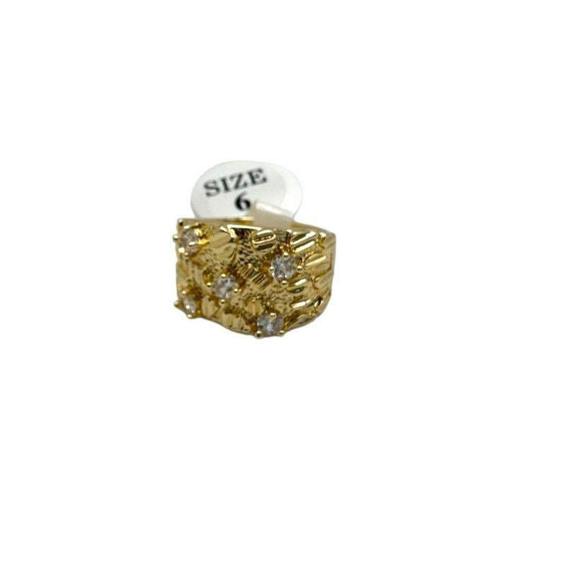 Gold Nugget CZ Stone Ring