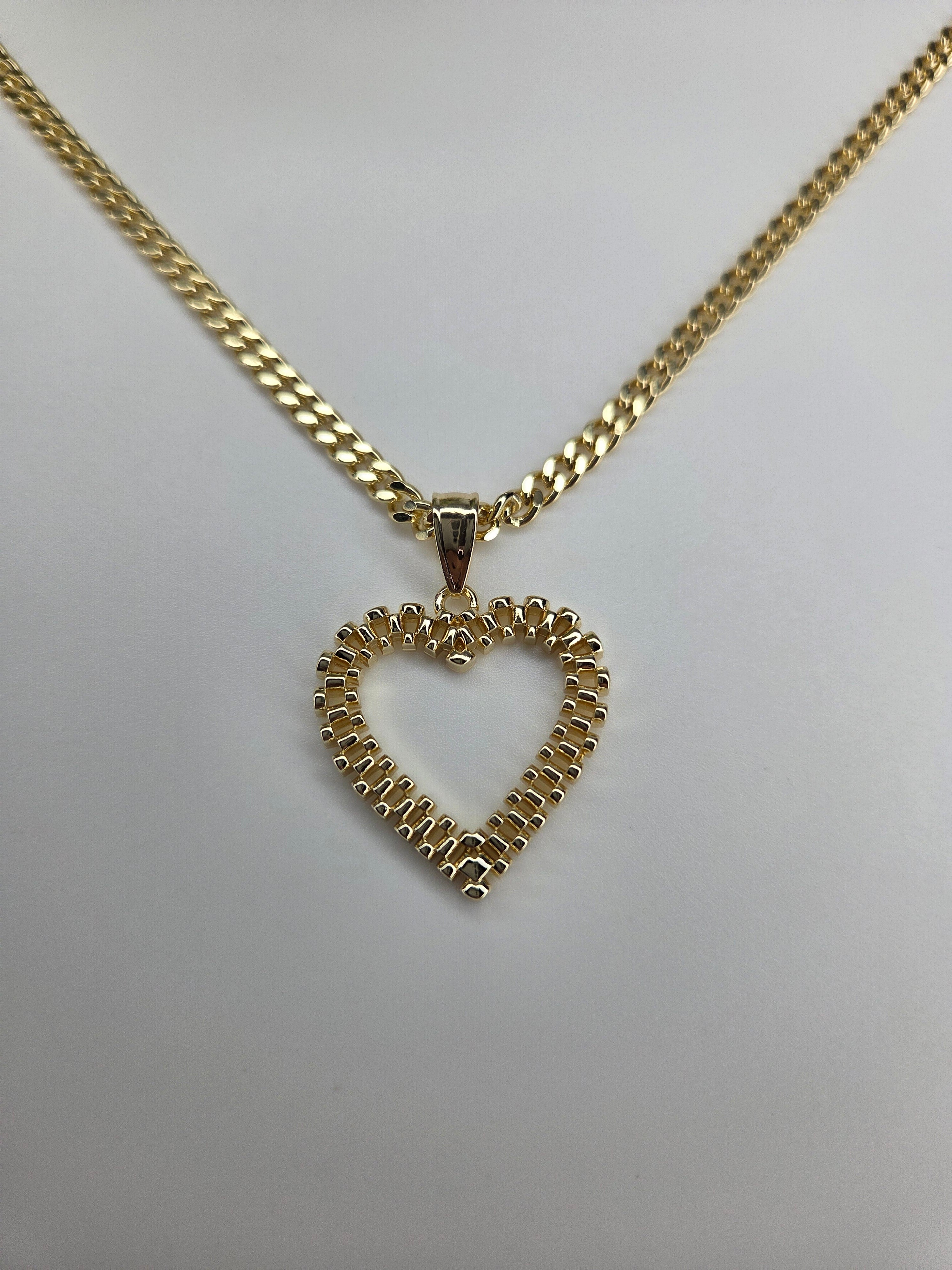 Gold Heart Rolex Necklace- 18k Gold filled