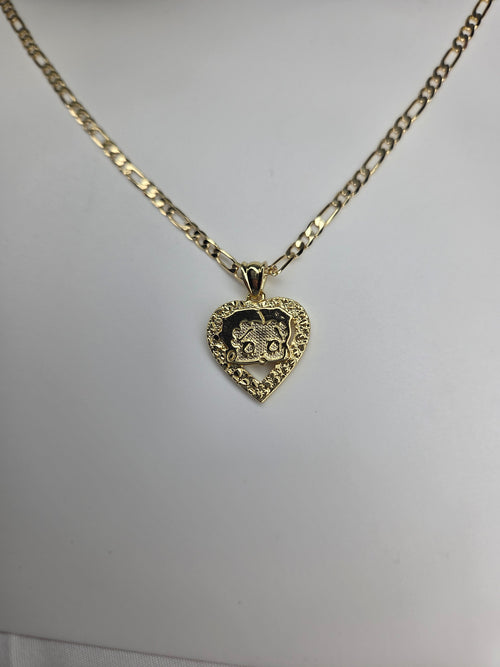 Betty Boop Heart Nugget Necklace- 18k Gold-Filled