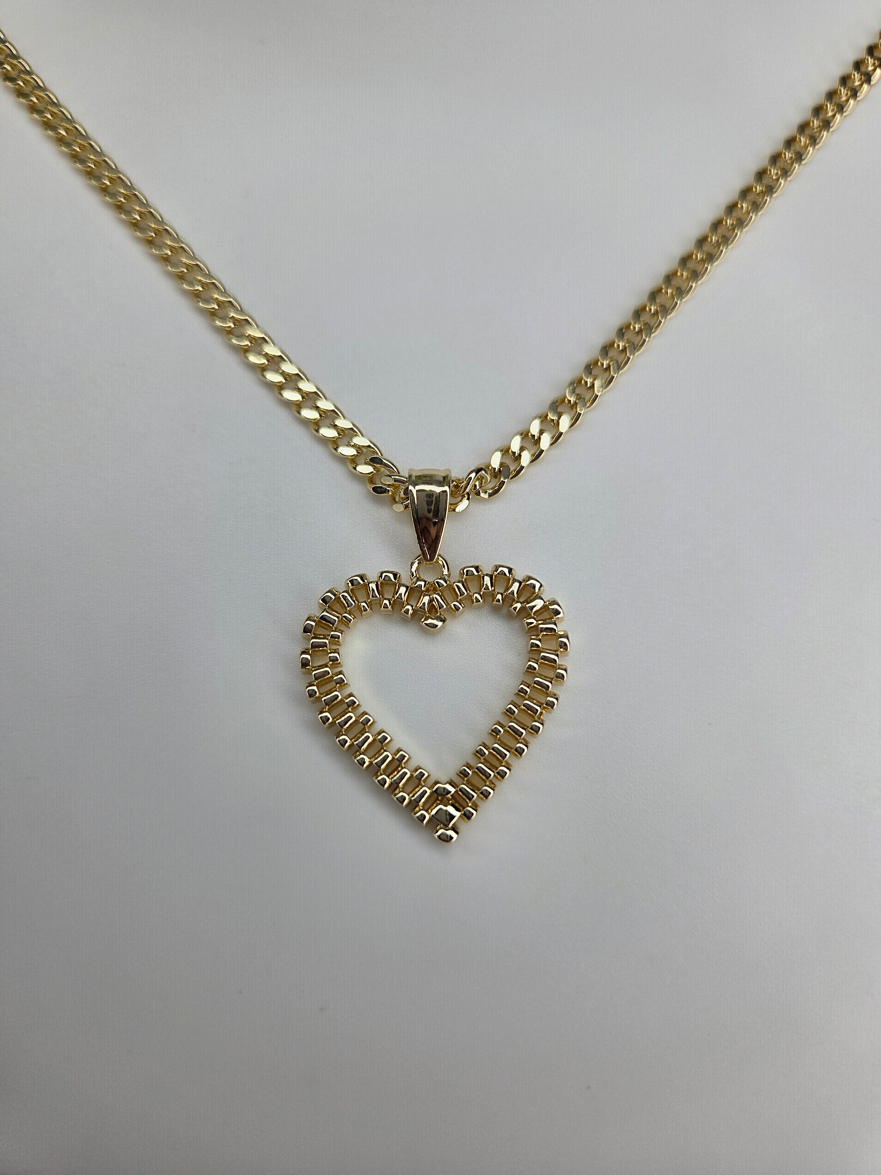 Gold Heart Rolex Necklace- 18k Gold filled