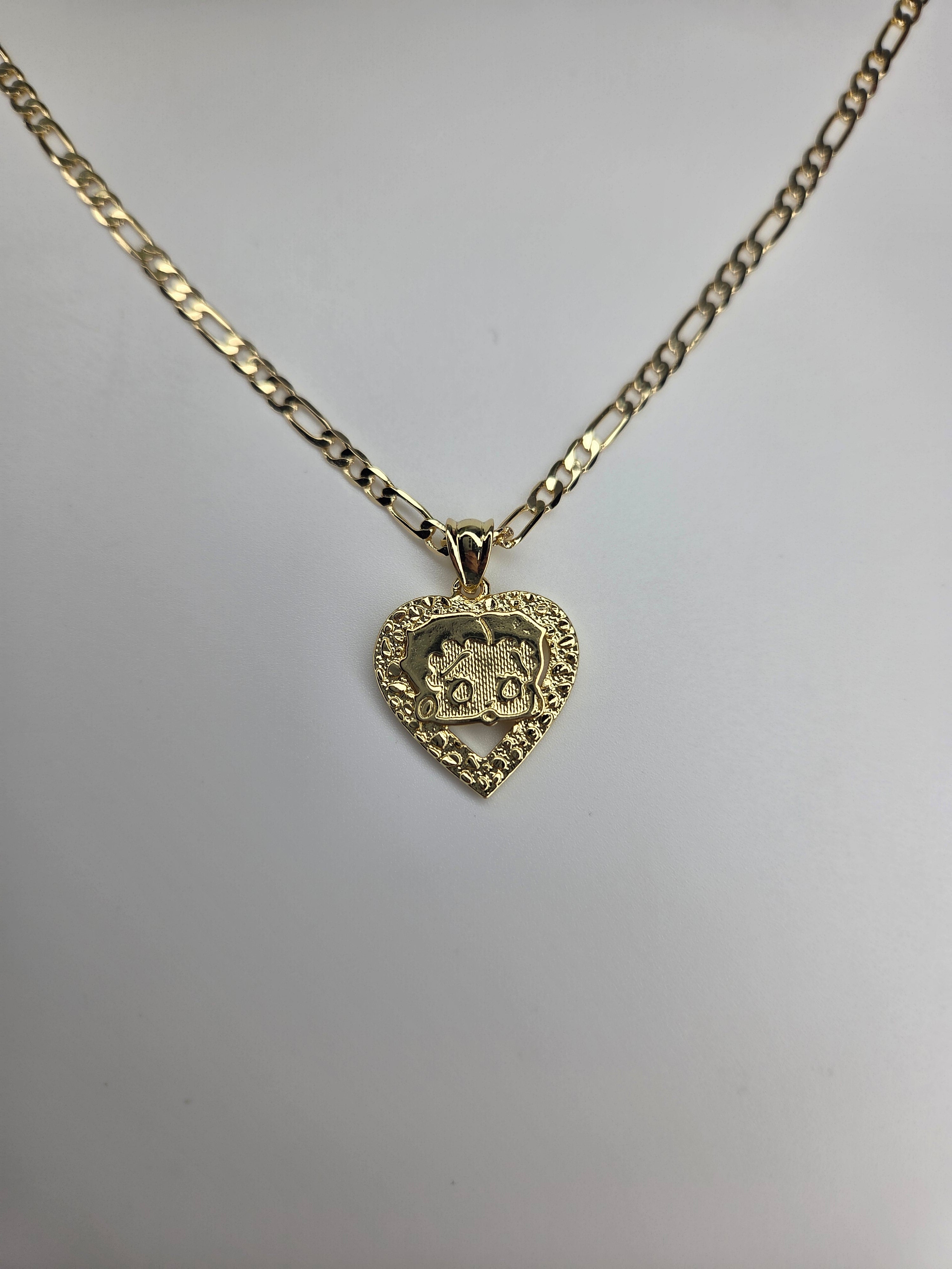 Betty Boop Heart Nugget Necklace- 18k Gold-Filled