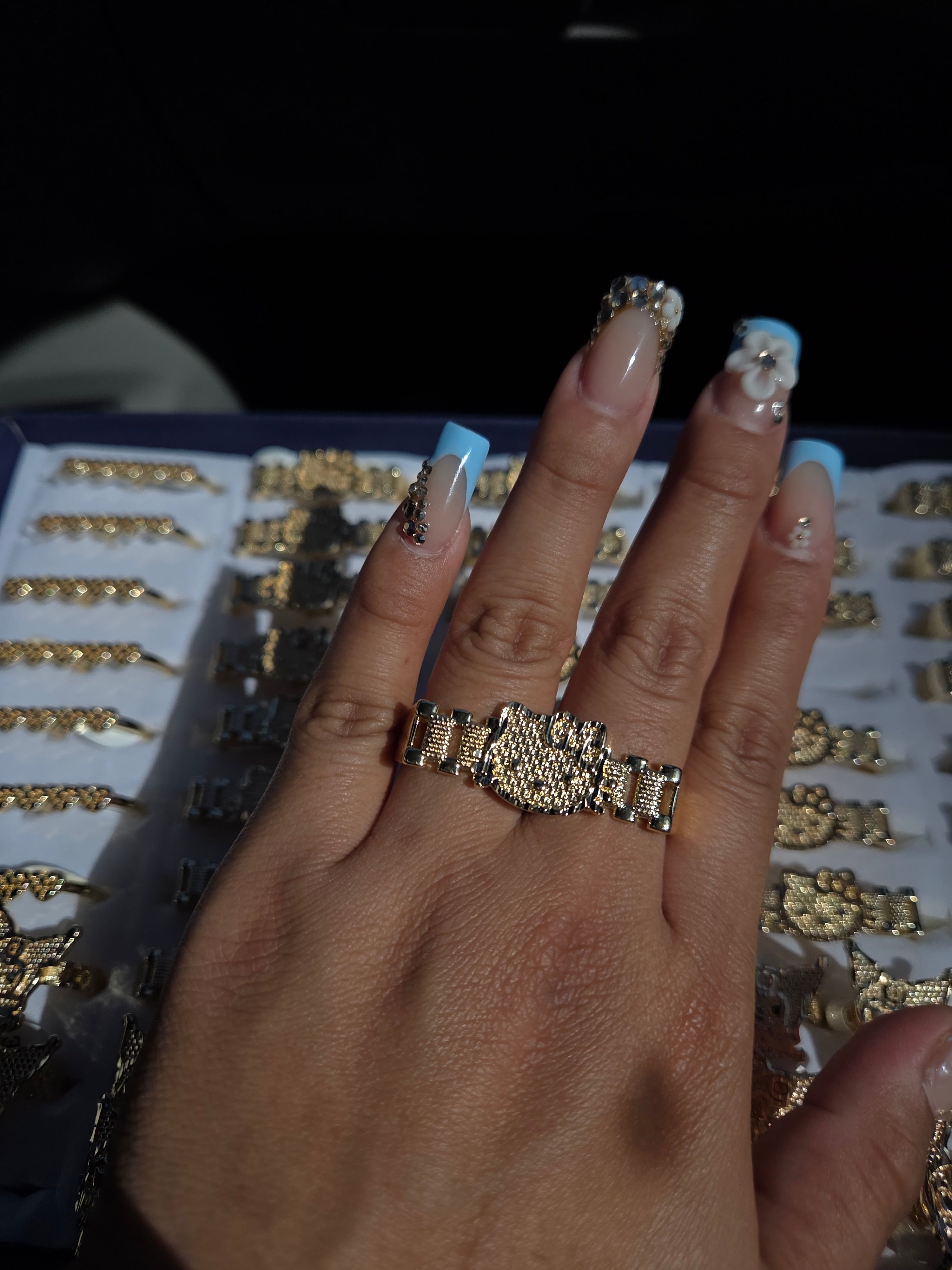 2 finger hello kitty ring