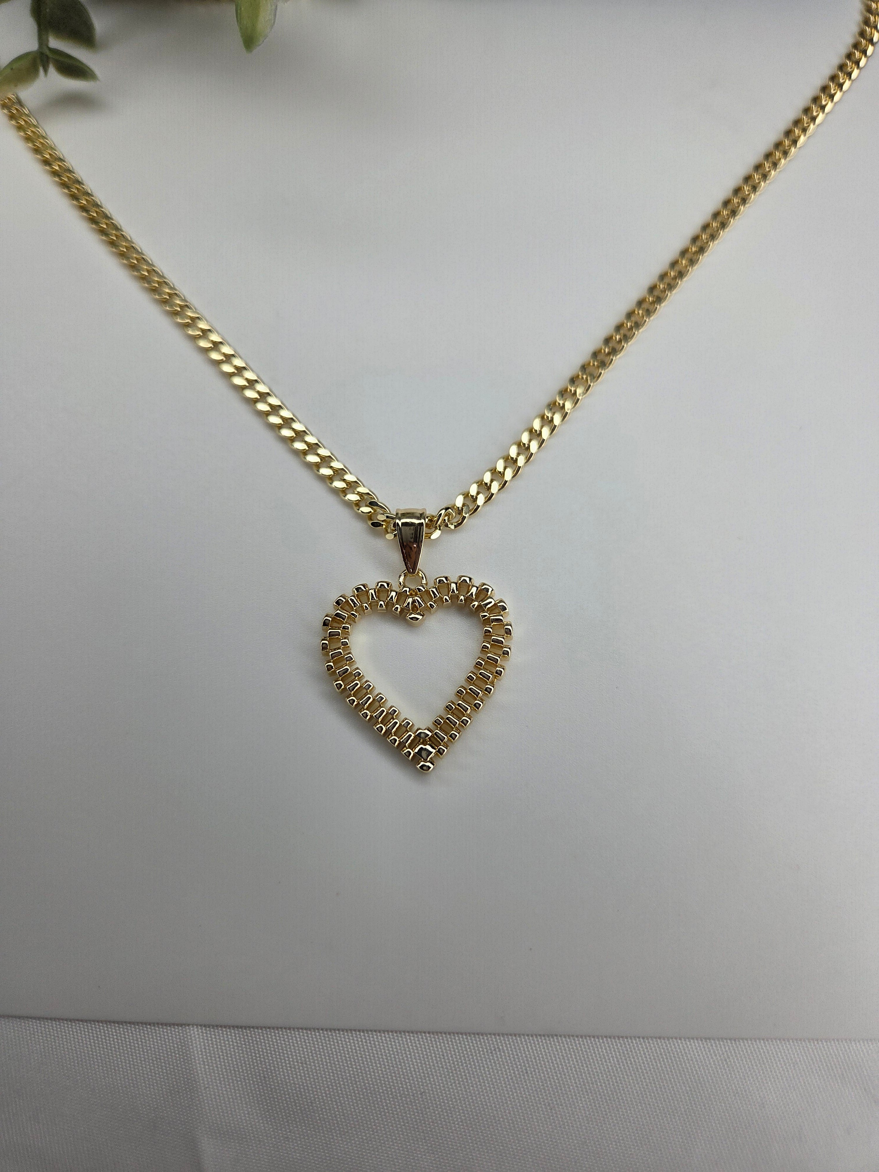 Gold Heart Rolex Necklace- 18k Gold filled